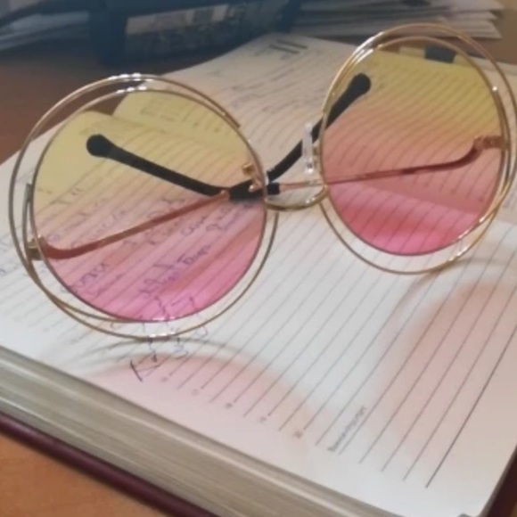 FARRAH PINK OMBRÉ RETRO 70’s OVERSIZED SHADES *NEW - Picture 2 of 7